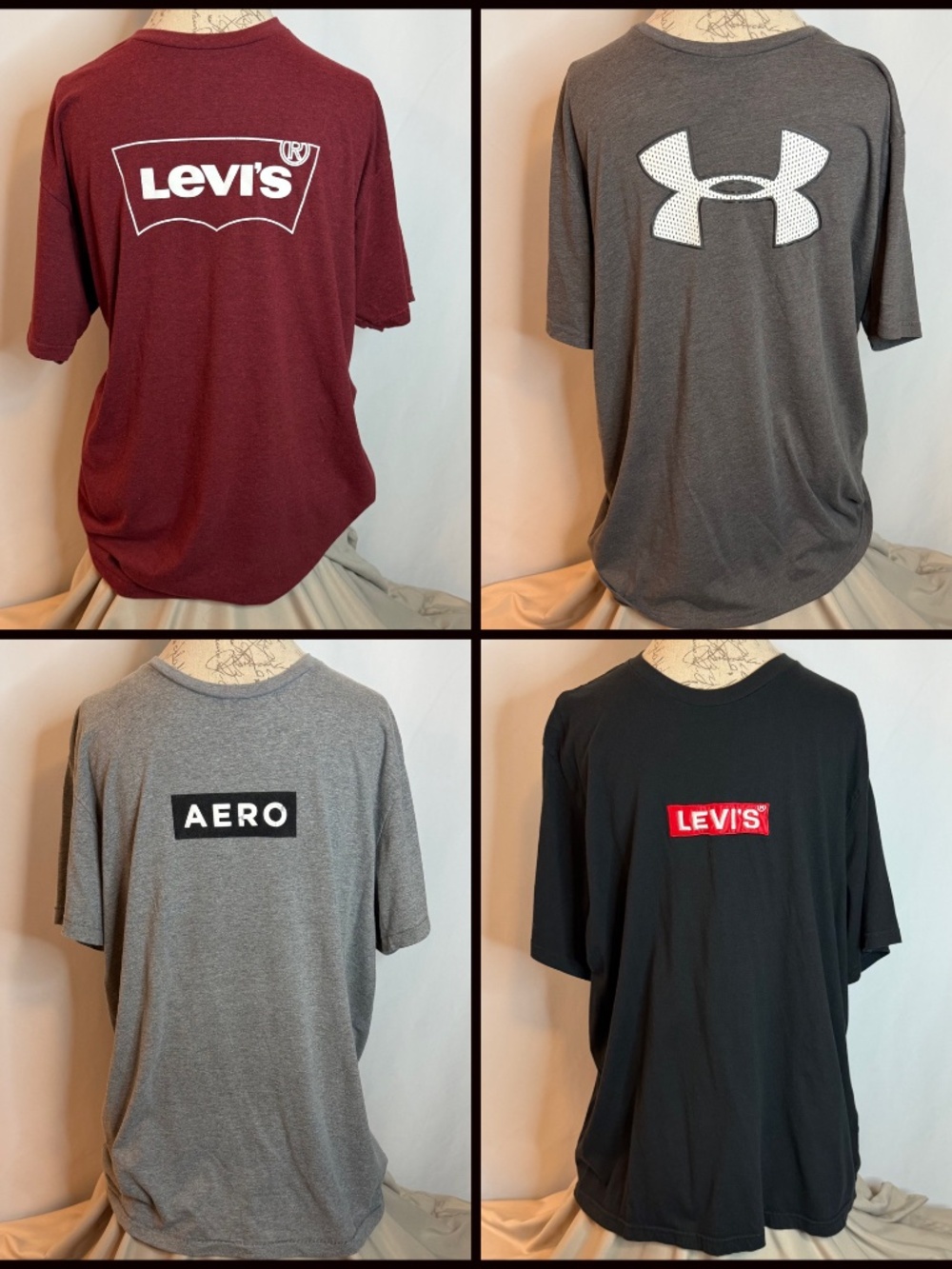 4 Mens Shirts, Under Armour, Levi's, Aeropostale